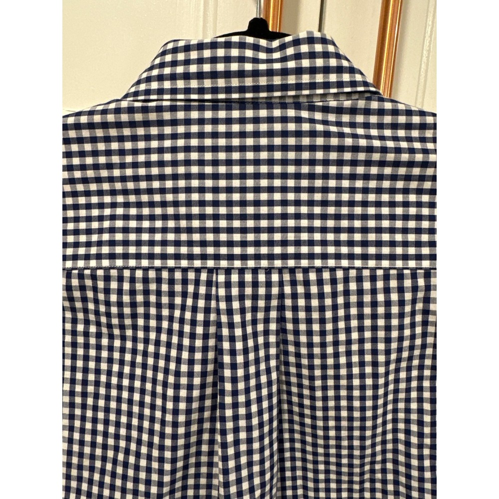Brooks Brothers Fleece Navy White Gingham preppy Cotton Button Down Shirt L - Picture 6 of 8